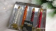 Набор ёлочных игрушек СВЕЧИ КАРАМЕЛЬНЫЕ, стекло, 14 см, 4 шт., 4060460-wd