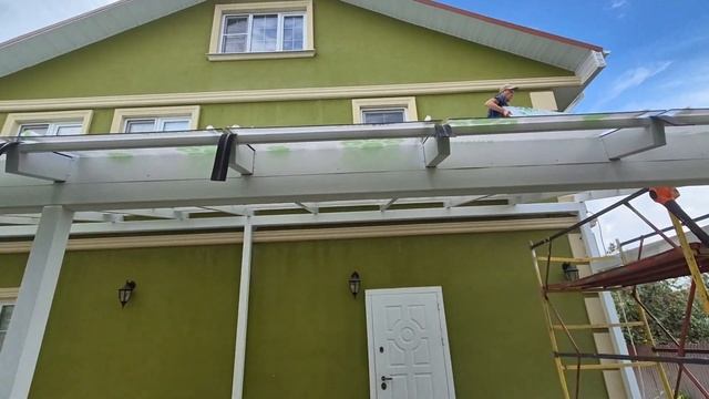 Терраса с прозрачной кровлей,  11х3.5 метра.    13 августа 20