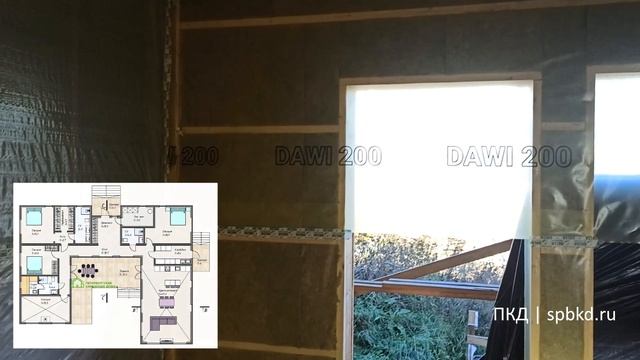 Одноэтажный каркасный дом п-образной формы в стадии у?