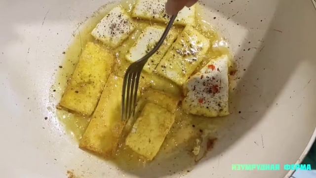 Дегустация тофу с Жанной. Жарим тофу в масле с куркумой.