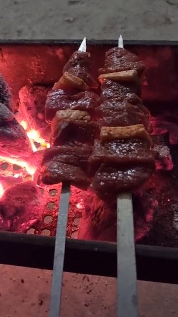 Мясо на мангале. шашлык по Узбекский
