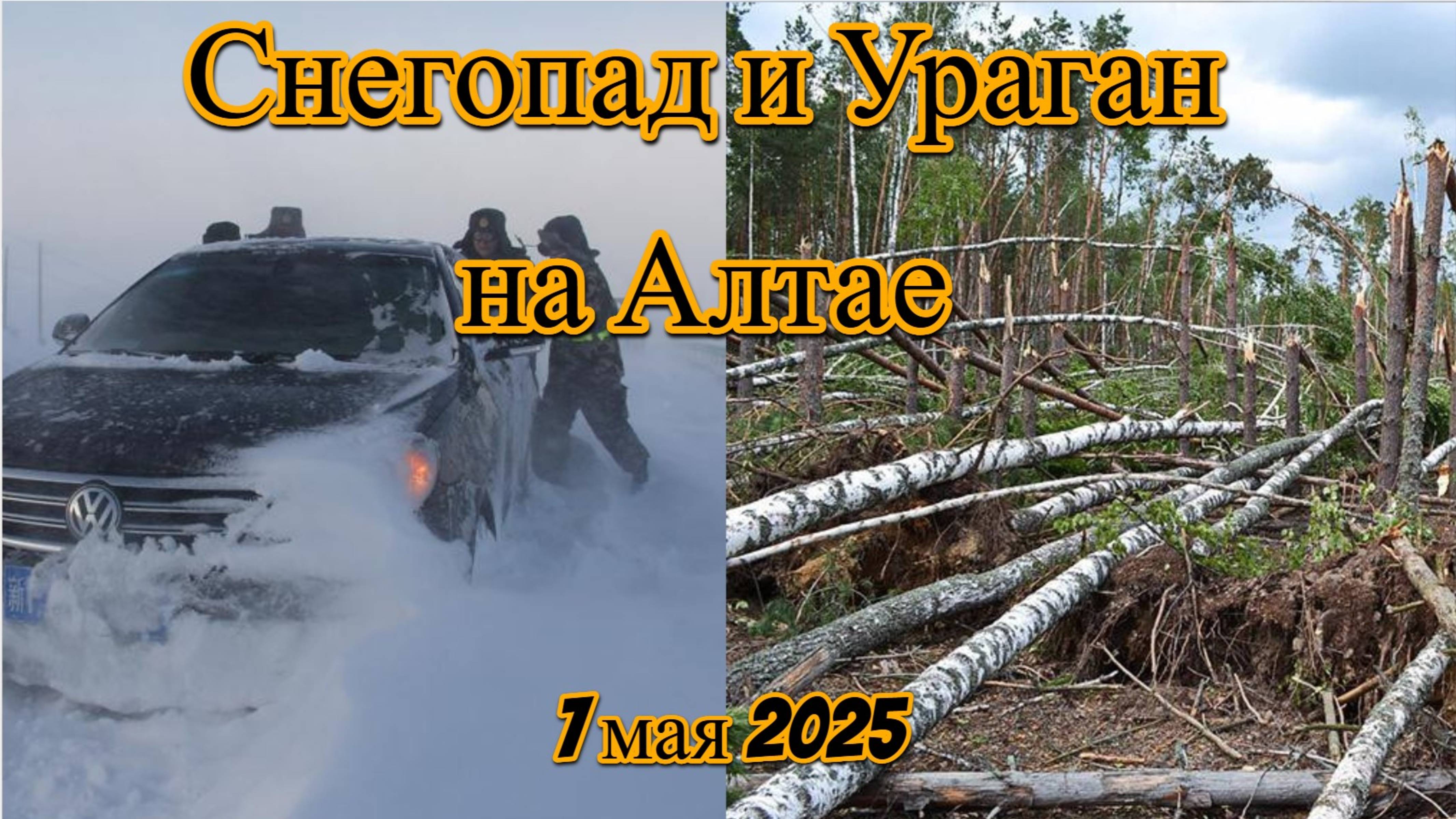 Снегопад и ураган смерч на Алтае