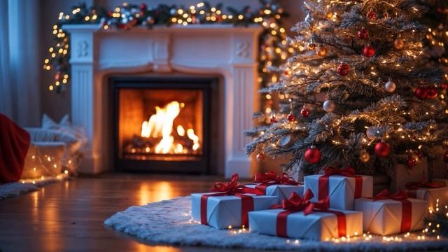 Новогодний камин 🎄 | Расслабляющая рождественская му