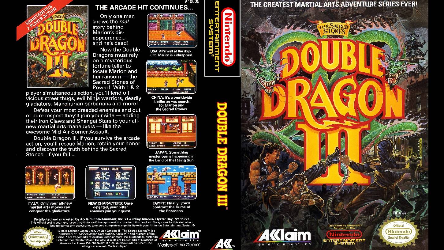 DOUBLE DRAGON III. THE SACRED STONES. TECHNOS - ACCLAIM. 1990. NES