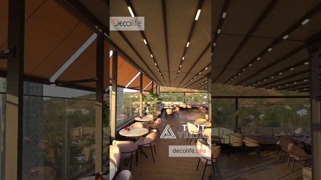 Тентовая пергола Decolife, реализовано нашим партнером ''TE
