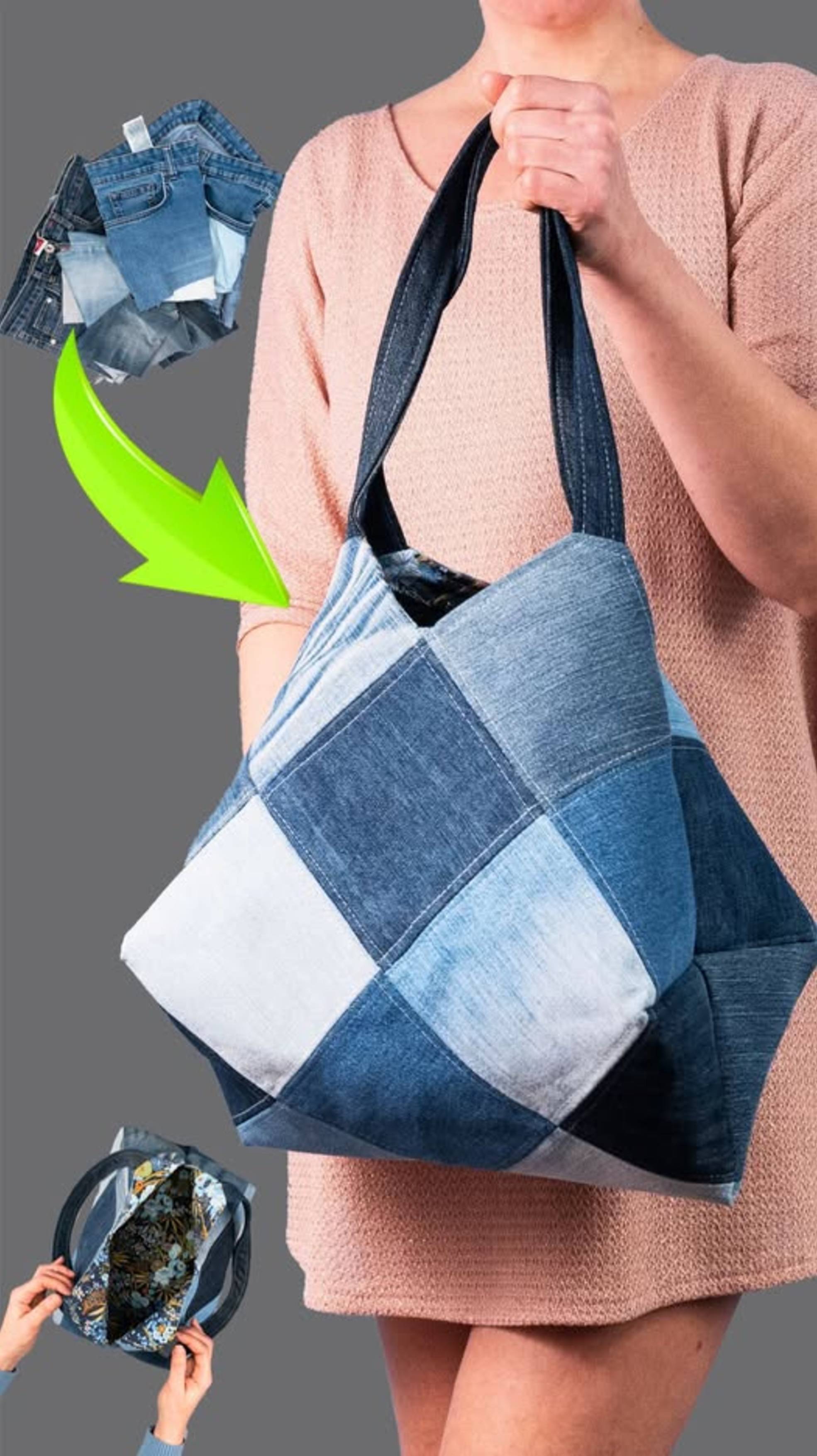 Легко переработайте старые джинсы в сумку-шоппер своими руками 👜✂️