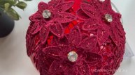 Светящийся ёлочный шар АЛОЕ КРУЖЕВО, стекло, 30 тёплых белых микро LED-огней, 15 см, ACT504640