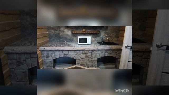 кухонная зона в бане из арт бетона