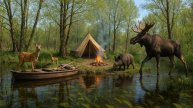 Уединенный кемпинг на острове, рыбалка, хижина для ночевки среди дикой природы