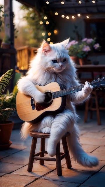 Кошка 🐈 с гитарой