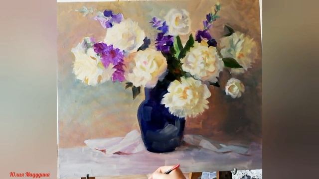 Пионы. Букет. Живопись маслом.