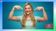 Молодая Симпатичная Девушка Серия 2 Показывает Вниз Вверх Футаж С2 Б1 РУ