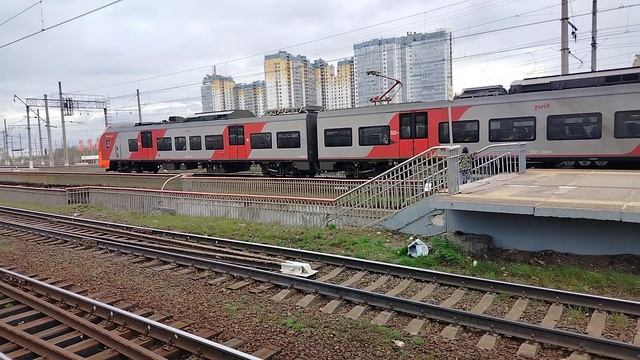 Электропоезд Ласточка ЭС2Г-238 До станции Ораниенбаум-1 Отправляется с платформы Ленинский Проспект