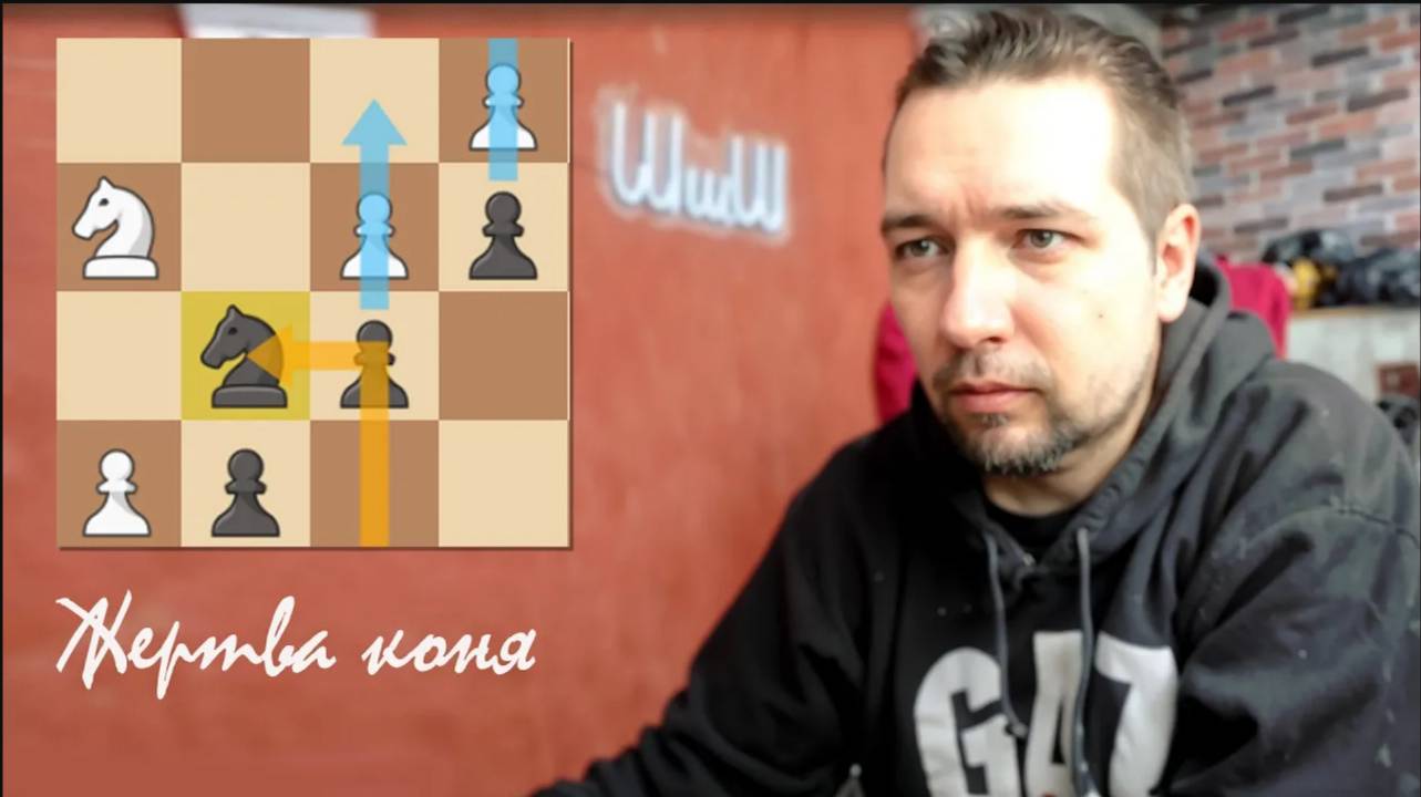 Жертва коня в эндшпиле ♟ Шахматы блиц