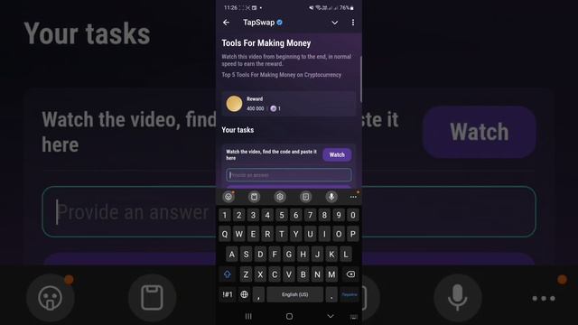 Tap Swap Все Коды от Видео 20 Октября Тап Свап Сегодня