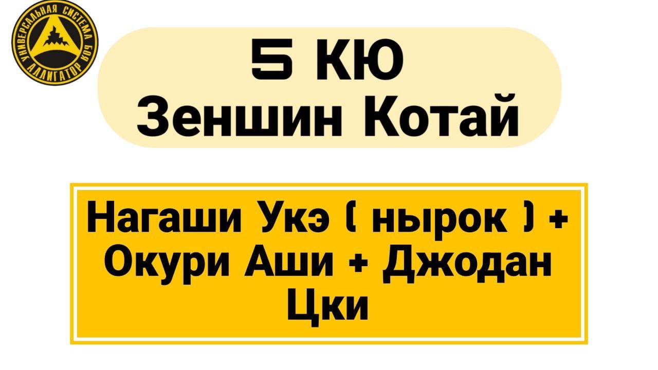 5 Кю Зеншин Котай: Нагаши Укэ (нырок) Окури Аши + Джодан Цки