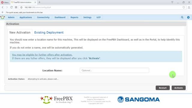 [SW.BAND] 12. После установки - войдите в FPBX GUI и зарегистрируйте свой FPBX
