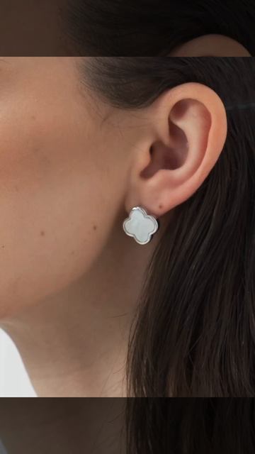 Серьги клевер с натуральным перламутром #diamond #jewelry #earri