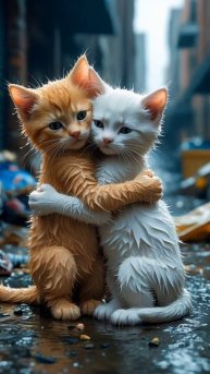 Котики под дождём