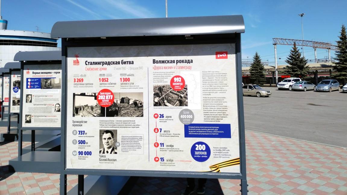 Стенд Победы у Челябинского музея Железной дороги, к празднику Победы🎉