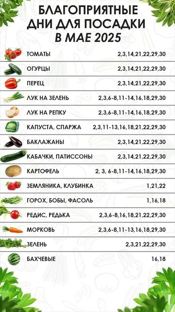 БЛАГОПРИЯТНЫЕ ПОСАДОЧНЫЕ ДНИ В МАЕ 2025 | ПОСЕВНОЙ КАЛЕН