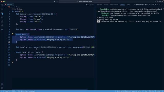 12.004. The match Keyword with Option Enum