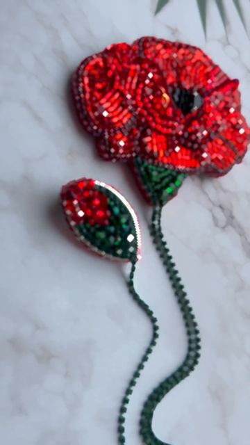 БРОШЬ МАК   #брошьизбисера #handmade #рукоделие #шитье #fashion