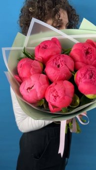 Букет Пионы Coral Sanset. Монобукет 674. Leora Flowers дом цветочной