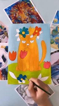 Рисуем котика в цветах!