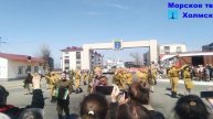 Инсталляция "Поезд Победы" в городе Холмск на улице Морской 9 мая 2025 года