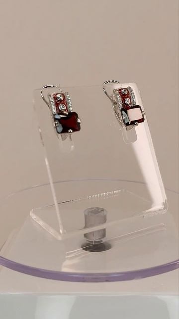 Серебряные серьги с Гранатом и Фианитами на Ozon CATALONY