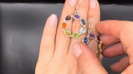 Серьги 7 чакр Длина 4,5 см Камни : аметист, иолит, топаз, х