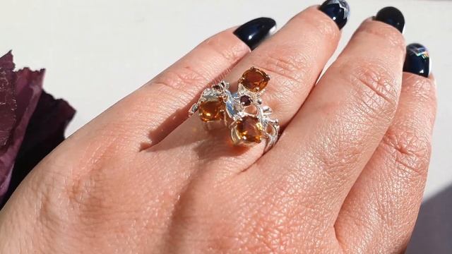 Серебряное Кольцо ручной работы с натуральными Цитри?