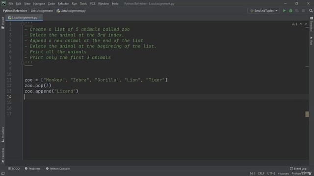 20. Lists Assignment Solution