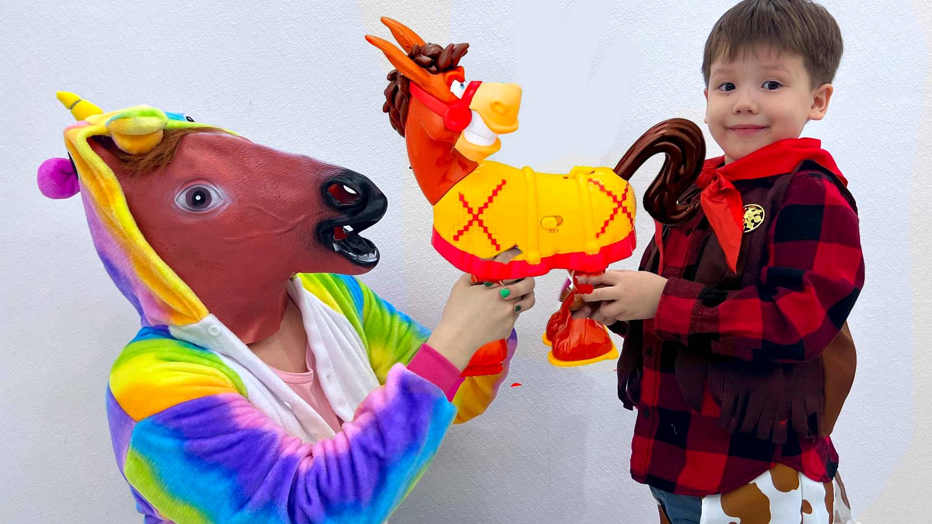 Брозаврики играют в настольные игры Дети играют в ковбоя Развивающее видео для детей