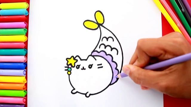 Как нарисовать и раскрасить КОТЕНКА РУСАЛОЧКУ