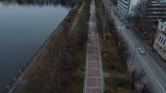 Выборг набережная 40-летия ВЛКСМ. дрон футаж