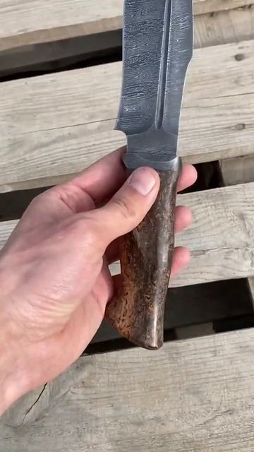 💣💣Нож "Hunter" из дамасской стали🗡️🌳Рукоять стабили?