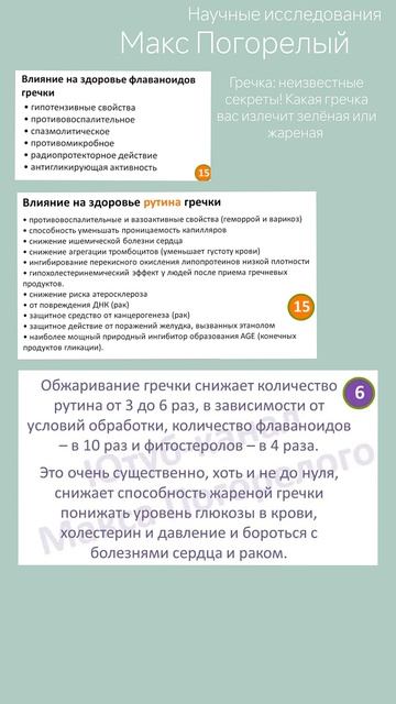 Обжаривание гречки снижает количество рутина от 3 до 6