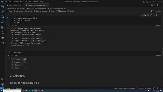 Pandas 2.0 теперь поддерживает ArrowDtype.