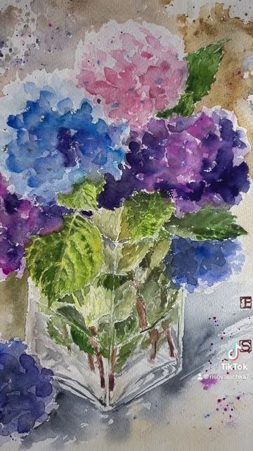 Гортензии #art #watercolorart #акварель #watercolor #watercolorpainting #artist #?
