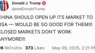 ☝️🔥⚡ ВНИМАНИЕ ШОК КОНТЕНТ 🇺🇸🇨🇳Трамп потребовал от Китая открыть свой рынок для США: