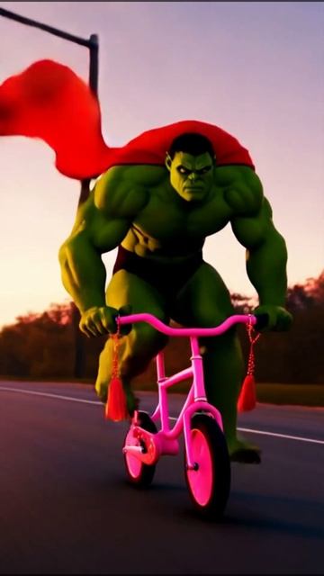 Hulk SMASHING stereotypes on a tiny pink bike!