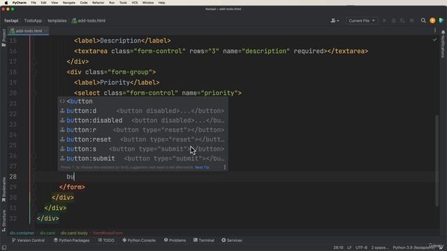 13. FastAPI Full Stack - Add New Todo