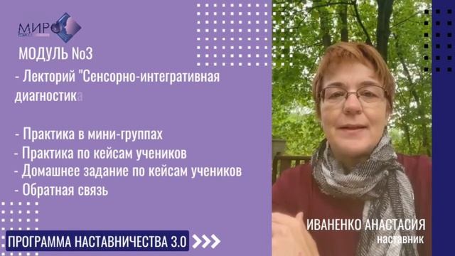 Сенсорная интеграция. Программа наставничества 3.0