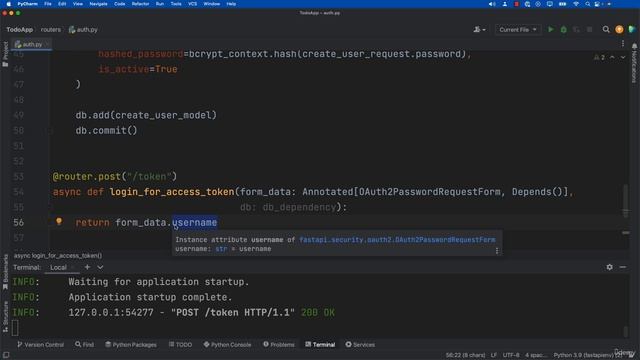 10. FastAPI Project Authenticate a User