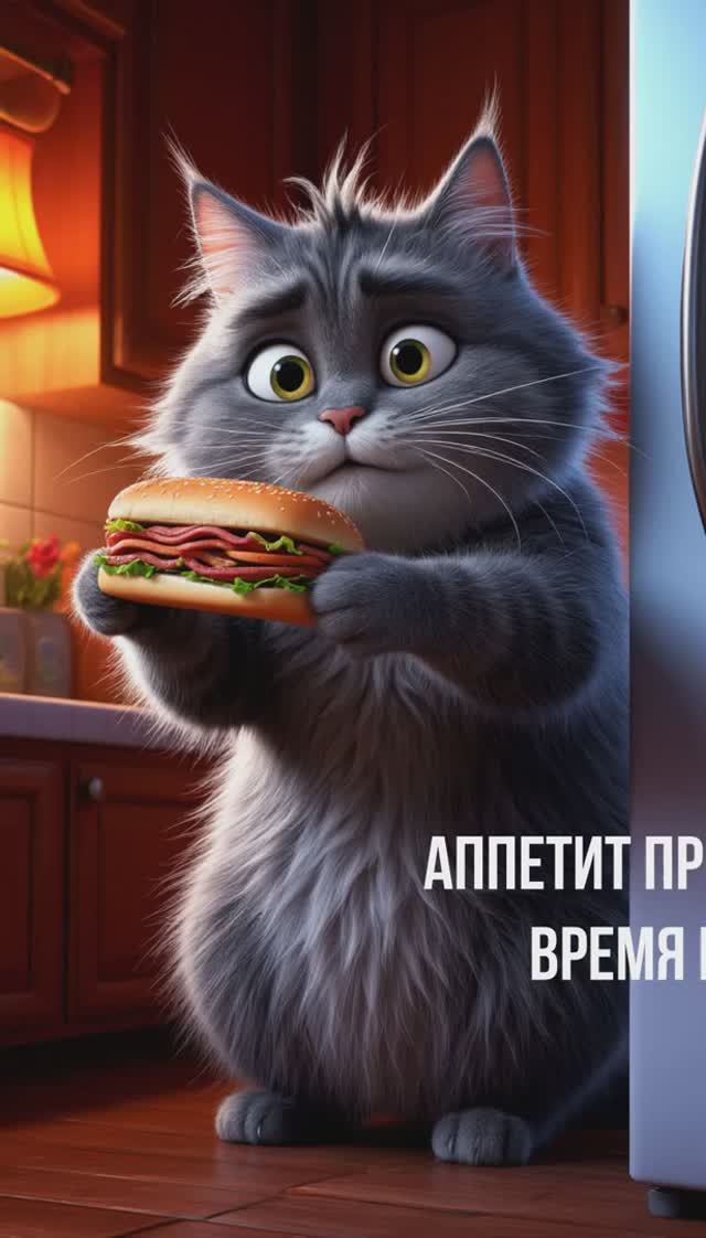 Котик, холодильник, аппетит, анекдот. Смешные котики.