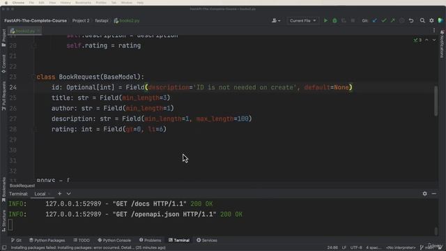 8. FastAPI Project Pydantic Configurations
