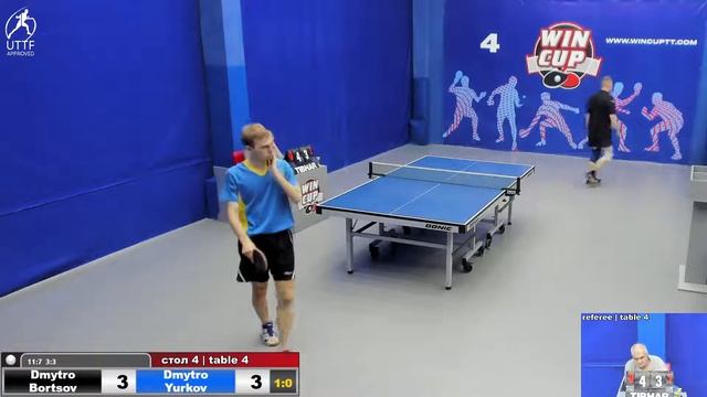 19:00 Борцов Дмитрий  3-0 Юрков Дмитрий  стол 4  ЮГ-3  11.04.22