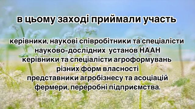 День поля "Українські крупи гречка та просо" 31 серпня 20
